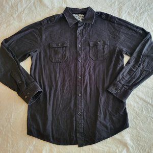 Rain State Men's Button Down Long Sleeve Shirt Size XL Black